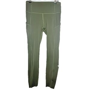 Lululemon Fast and Free High Rise Leggings Olive Green Side Pocket Size 6